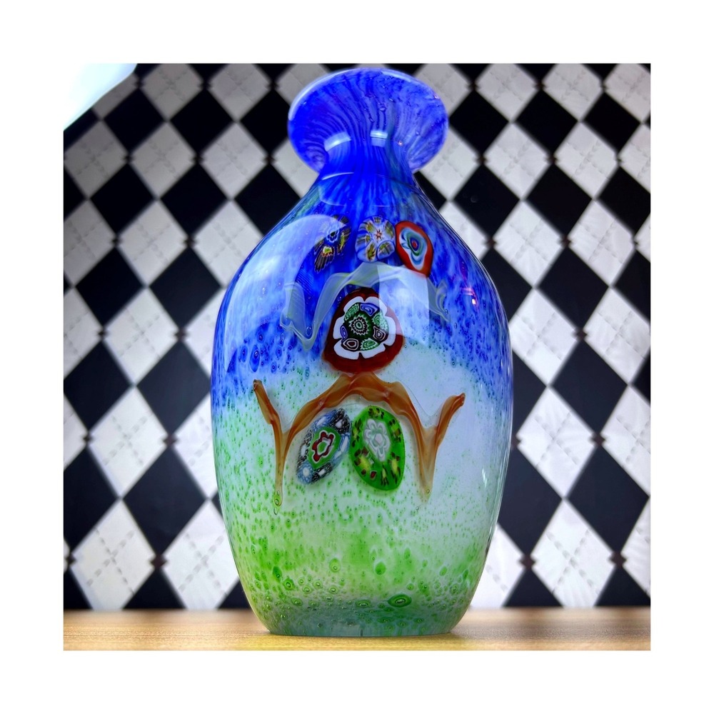 Vintage Art Glass Vase 10" Millefiori Sommerso Bullicante 5 Lb